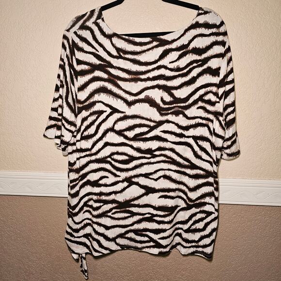 Chicos Large Womens Zebra Bohemian Tie Side Top Boho Chic Animal Print Size 3 - Picture 7 of 11
